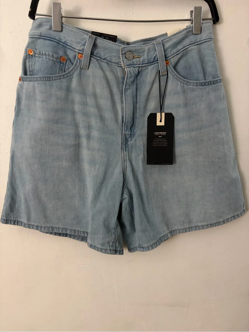 Levi's High Baggy Denim Shorts in Light Wash Blue